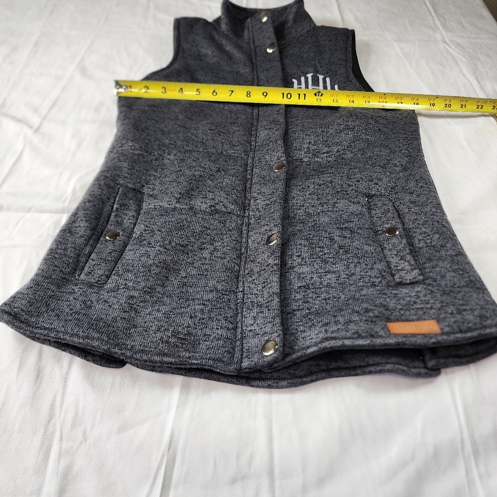 Marleylilly Women Gray  Quilted HHL Monogrammed Vest Size S - Picture 15 of 16